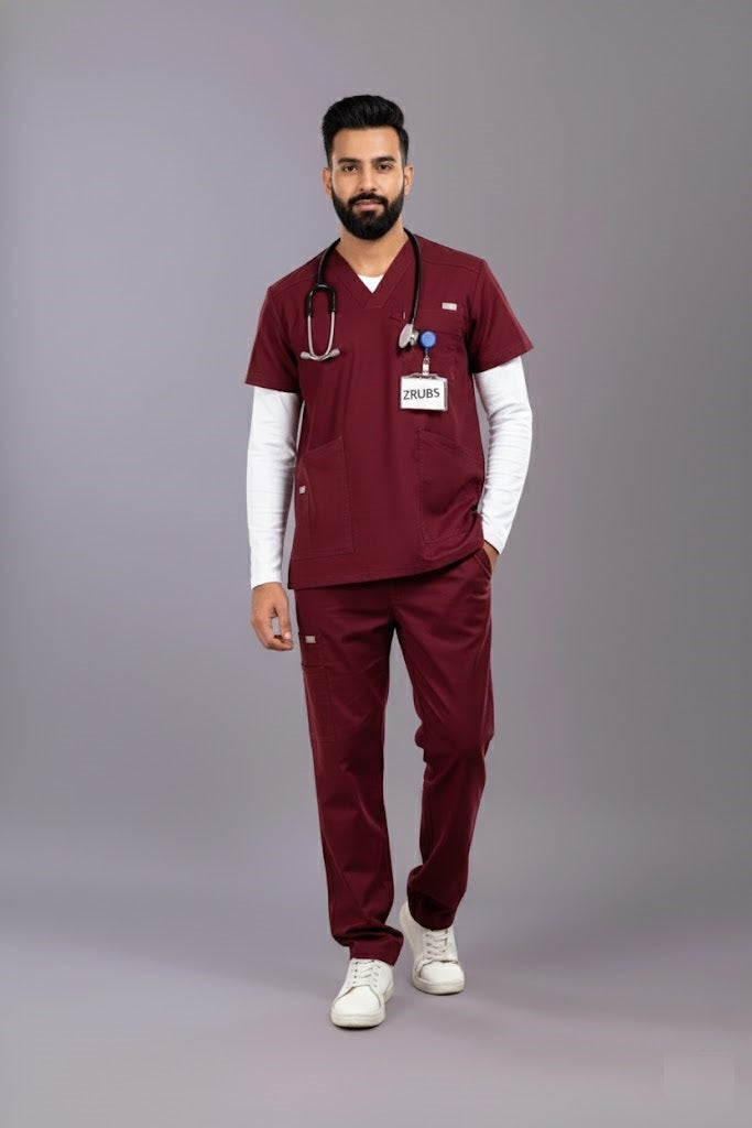Flary 5-Pocket Medical Scrub Set